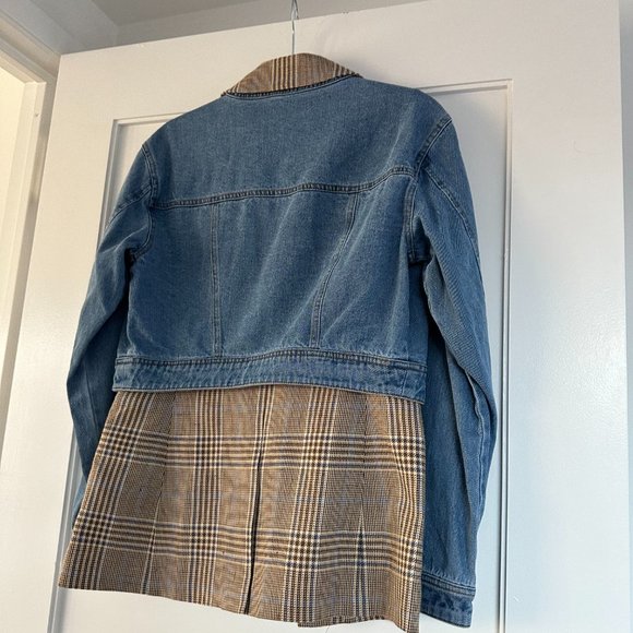 NWT Veronica Beard Keaton Combo Dickey Jacket Cropped Denim Checkered Vest Sz XS - Picture 13 of 14